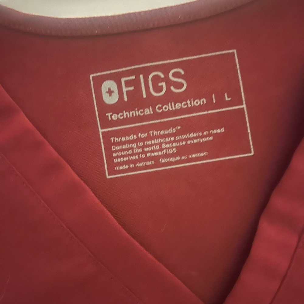 Figs Burgundy V-Neck Scrub Top